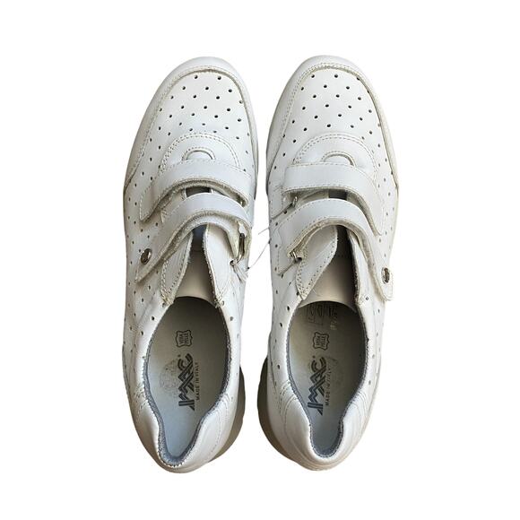 IMAC Made in Italy White Leather Sneakers Double Cross Straps Women’s 10 - Picture 4 of 8